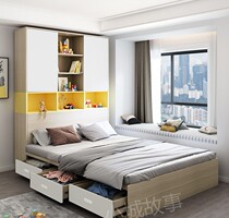Nordic bedroom storage tatami bed wardrobe one bed combination 1 meter 2 step rice bed collapsed rice bed small apartment