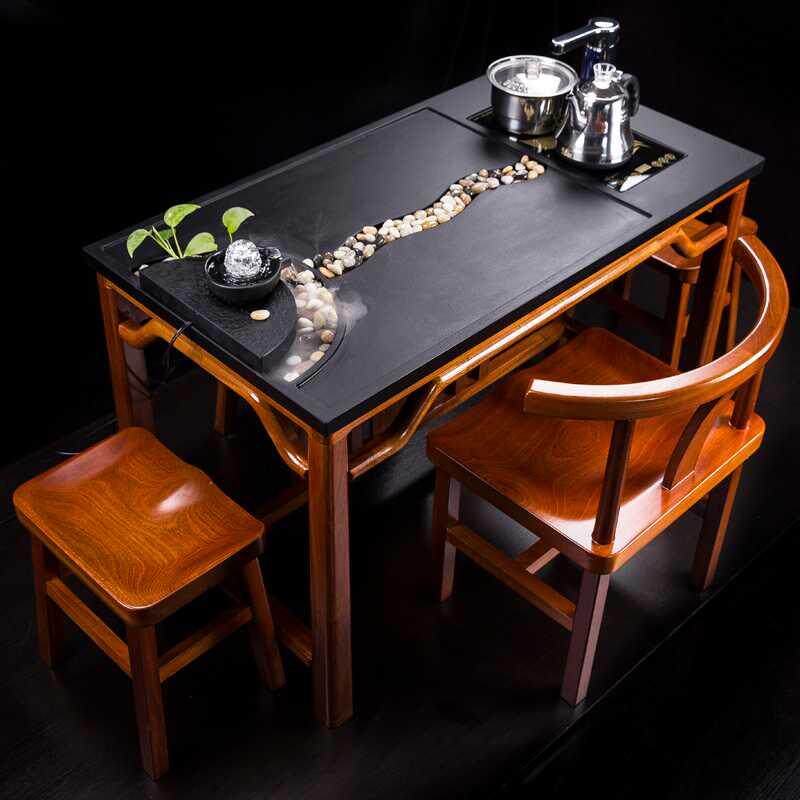 Fire Burning Stone Tea Table Urkin Stone Flowers Pear Wood Solid Wood Utiliti tea table and chairs Combined tea table Balcony Small tea table New products