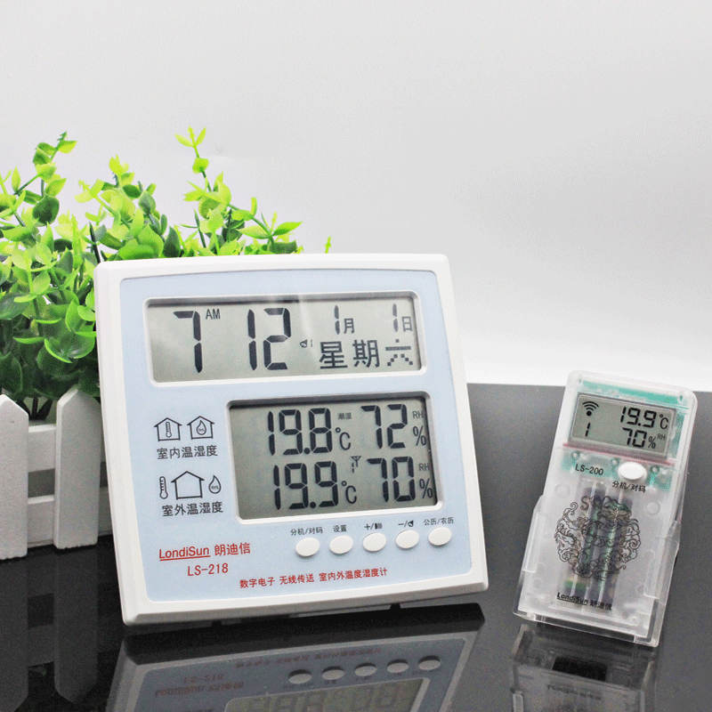 Lang Dixin (new 218) wireless indoor and outdoor electronic temperature and humidity meter Gregorian calendar lunar alarm clock calendar clock