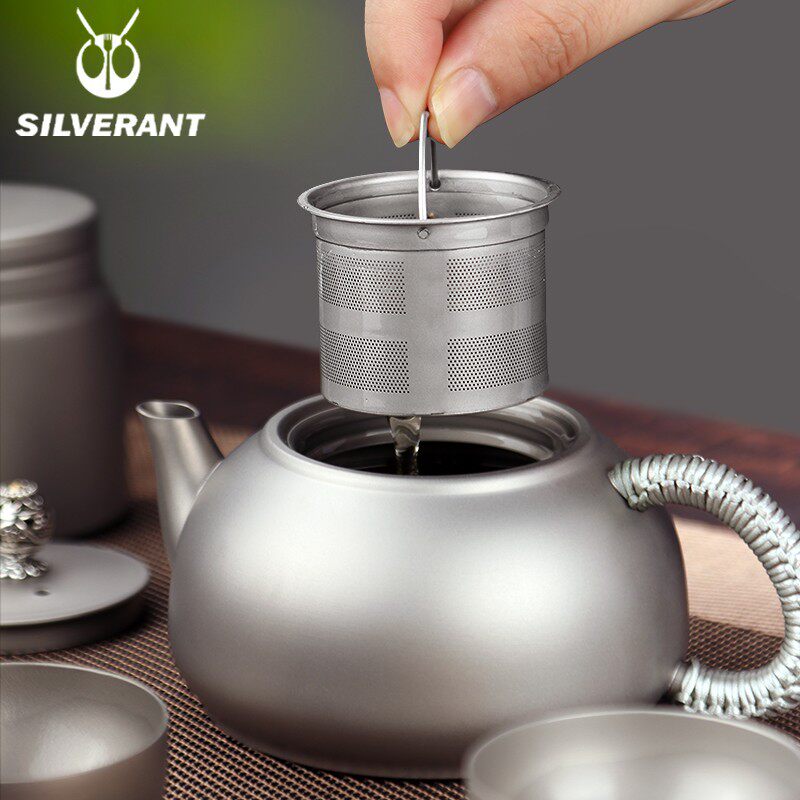 Pure titanium brand thickened teapot Xishi pot Kung Fu tea set portable titanium filter accessories supplies manufacturers