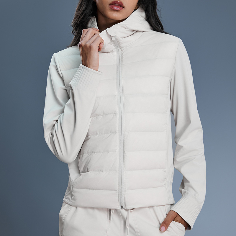 Lulu Zasuy Autumn and Winter Warm Hooded down Jacket Women's Short Lightweight Fashionable Fitness Sports Casual Jacket