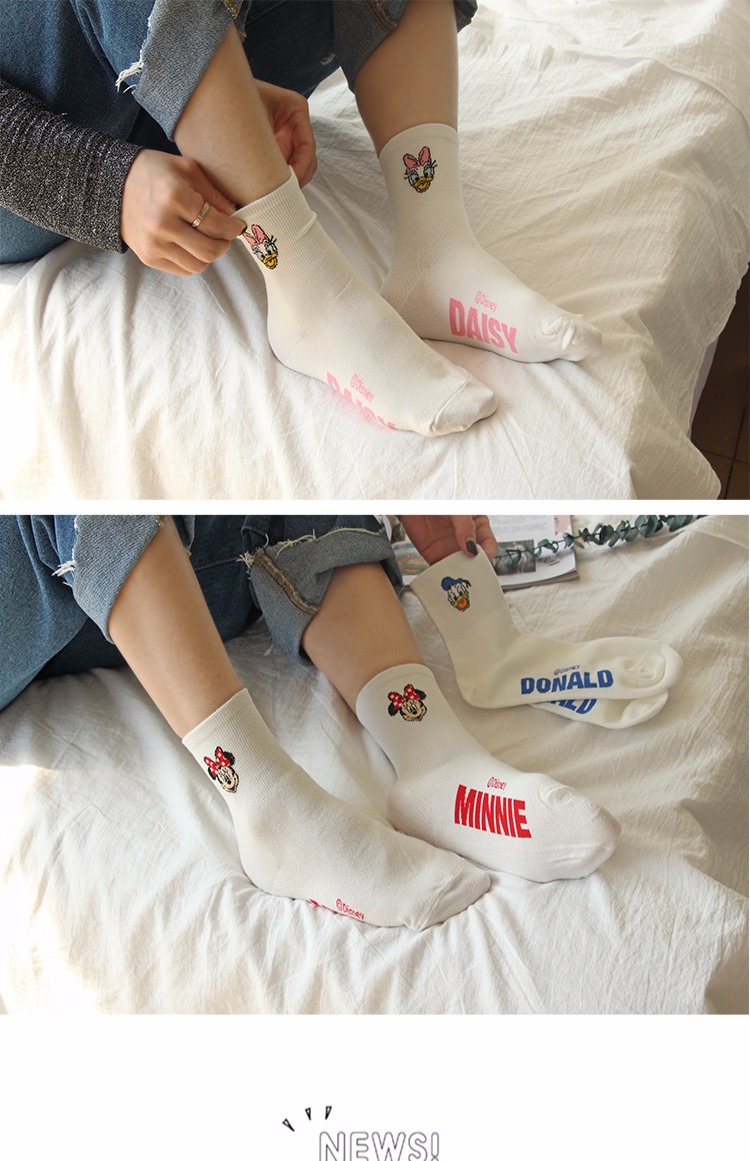 Phim hoạt hình Hàn Quốc kiki tất nữ cô gái ngọt ngào vớ cotton thô đại học Minnie thấp eo nhỏ vớ trắng nhỏ trong vớ nữ tất cổ cao hàn quốc