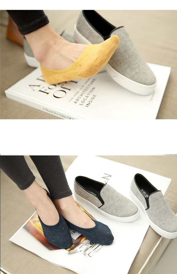 Tất nhập khẩu Hàn Quốc, vớ thuyền vô hình, vớ cotton mùa hè, miệng nông, giày đơn mỏng, chống rơi tất cổ cao