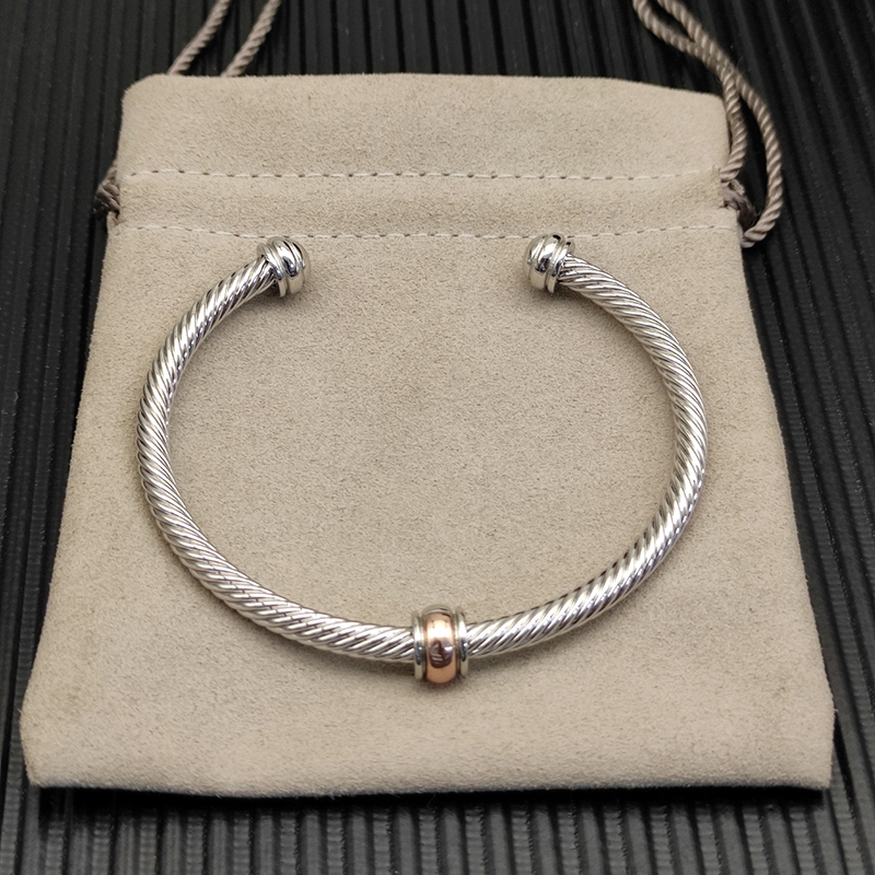 David Yurman David Yurman Gold Bead Wire Rope Open Bracelet Dy Twist Bracelet Light Luxury 4mm David Yurman David Yurman Gold Bead Wire Rope Open Bracelet Dy Twist Bracelet Light Luxury 4mm