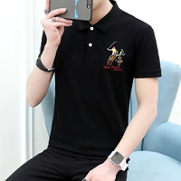 Mùa hè 2019 nam ngắn tay áo thun cổ tròn xu hướng nam quần đáy quần áo cotton polo - Polo áo phông polo