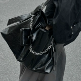 Черная вместительная и большая сумка подмышку для матери и ребенка, ретро универсальная цепь