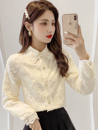 Vorfrühling Chiffon-Hemdoberteile Damen Frühling und Herbst 2025 neuer Frühlings-Innenstil Spitzen-Bottom-Shirt-Sommer