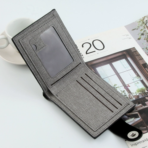 Новый холст -кошелек мужской студент Ультра -тонкий кожаный клип. Случайный отдых может поместить водительские права.