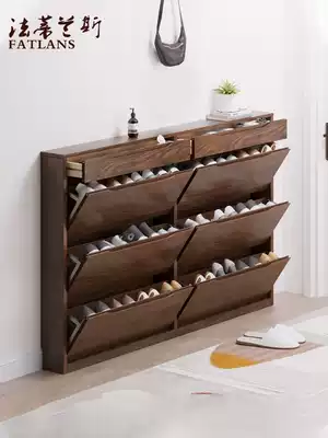 Ultra-thin pure solid wood 17cm thick oak log 1 8-1 61 2-1 meter ultra-thin custom 1 4-walnut shoe cabinet