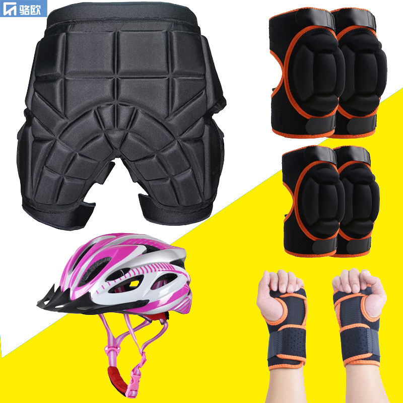 Roller skating outside wear hip pads children adult breathable knee pads plus thick skating roller ski pad pants