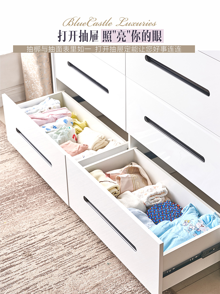 Tủ ngăn kéo màu trắng gỗ rắn rút tủ lưu trữ phòng ngủ tủ đơn giản hiện đại tủ khóa phòng khách kinh tế tủ ngăn kéo - Buồng tủ âm tường phòng ngủ