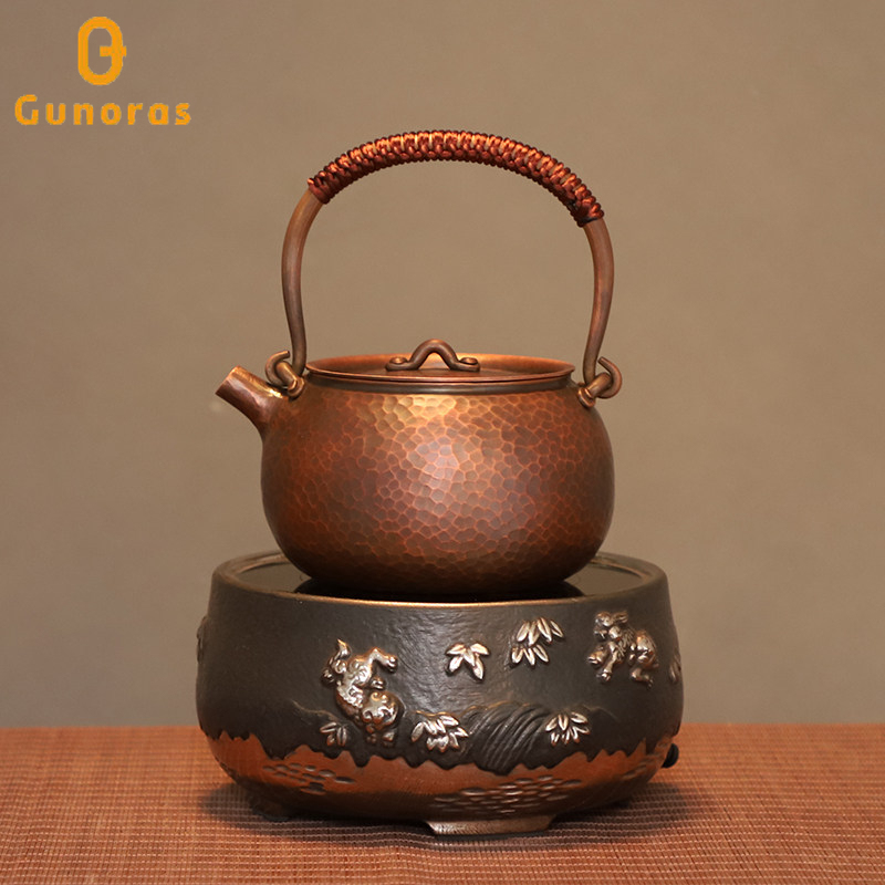 2026 New Model Pure Copper Kettle, Handmade Single-Piece Purple Copper Teapot for Boiling Water, Brewing Tea, and Home Tea Set