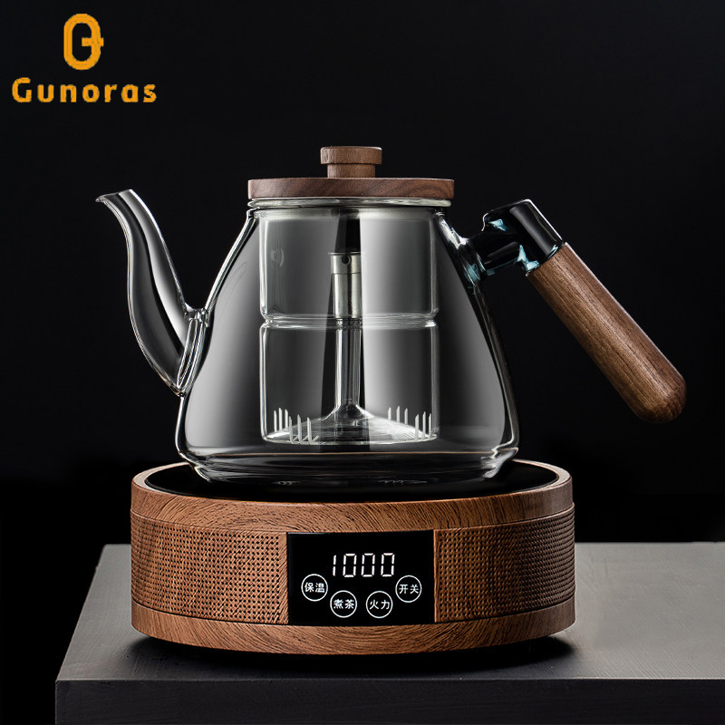2026 New Model Glass Teapot Walnut Wood Tea Brewing Pot Special Electric Ceramic Stove Health Pot Tea Maker Home Tea Stove