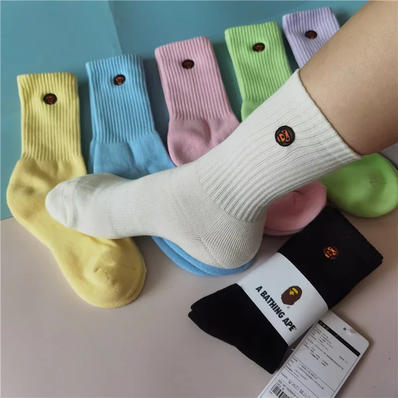 [Официальный BAPE обезьянка мужская/женская хлопковая носовая ткань низкая-верхняя спортивная носка]
