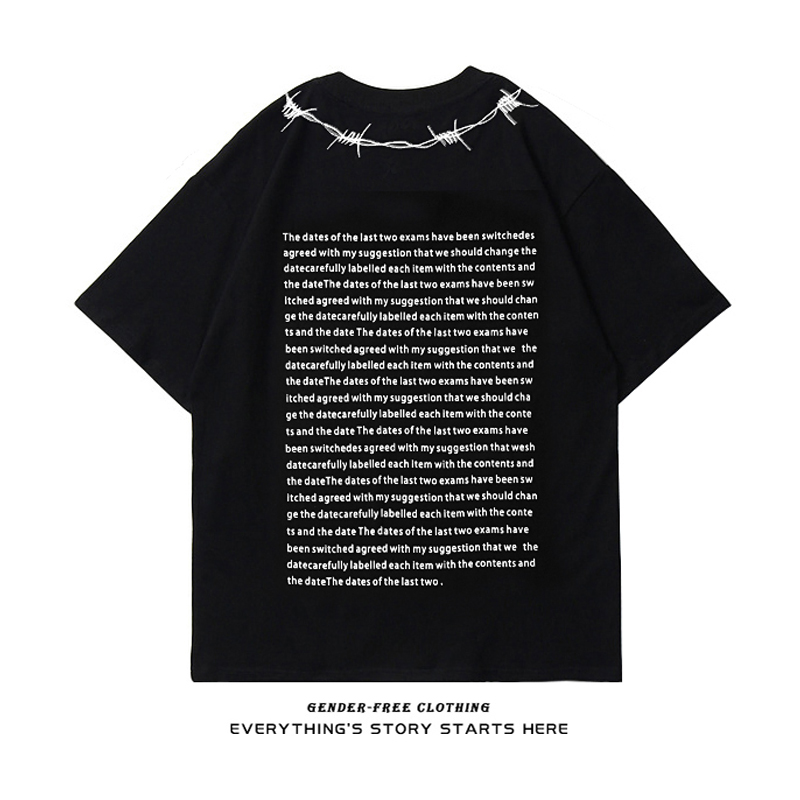 ZOROHOM street thorns embroidery letter printing pure cotton summer dress female loose hip hop wave fluid