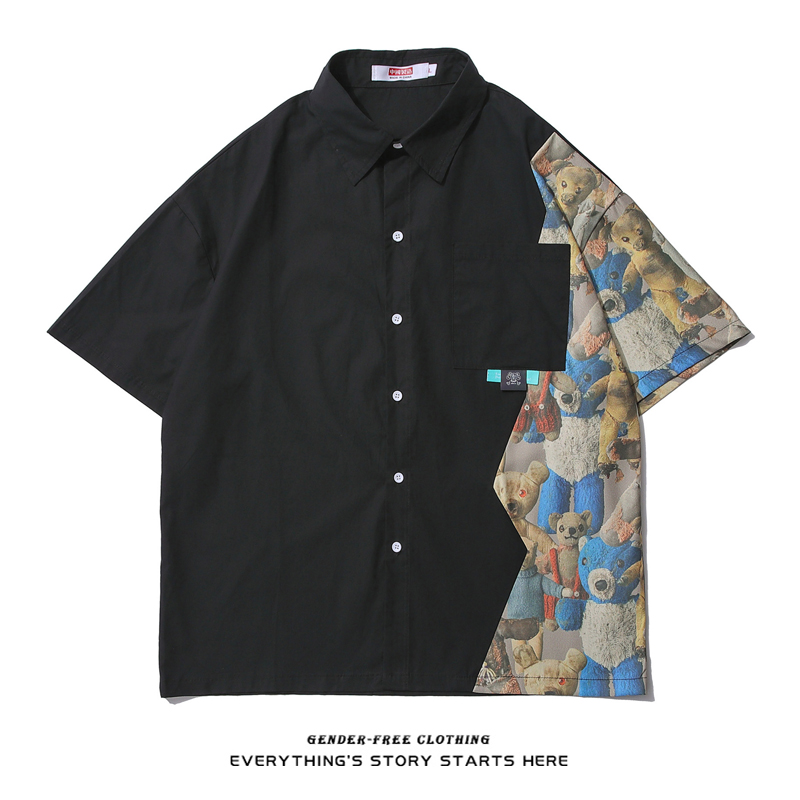 ZOROHOM Bohemian wind geometric splicing bear Design Summer Women Men loose short sleeve lining New