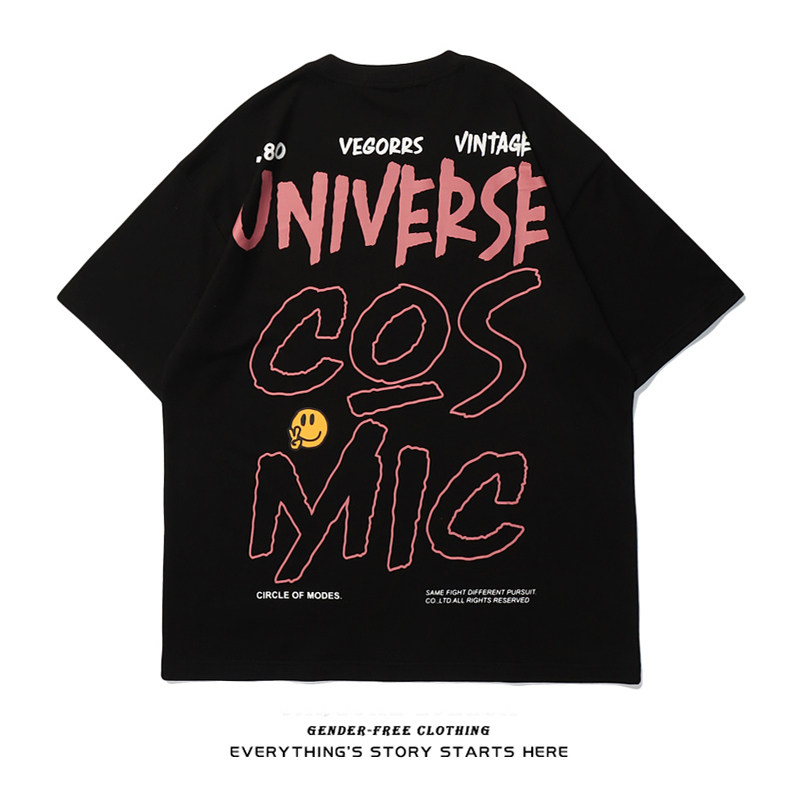 Zorohom American trend brand letter back printed cotton summer suit T blood men and women street hip hop trend loose