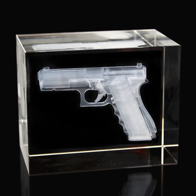 Inner Sculpture Crystal Handgun Model Handicraft Swing Decoration Army Corps Discharged Soldiers Memorial Gift Military Hobby Collection