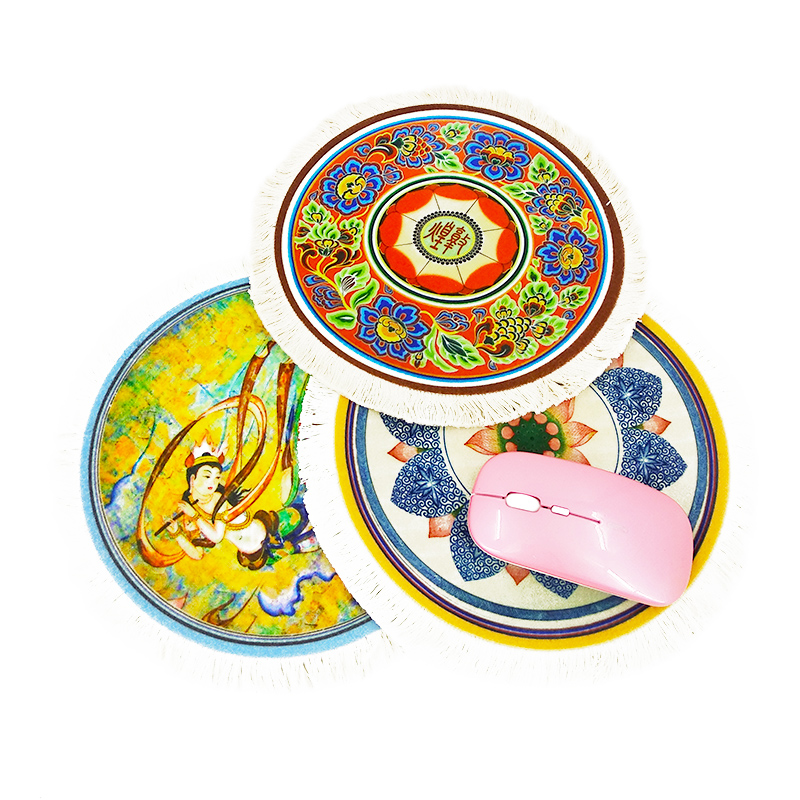 Dunhuang Slip Rat Cushion Pan Cushion Cup Cushion Bowl Cushion Home Residence Decoration Pint Mogao Caves Art Flying Sky Mouse Mat Retro Mural Painting
