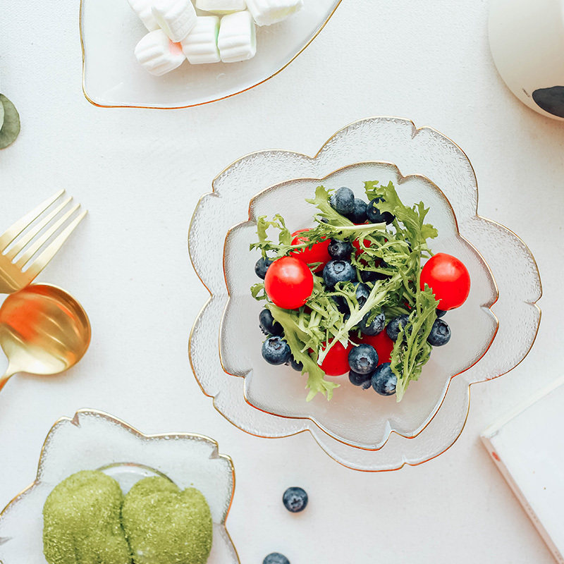 Japanese Sakura Sakura Blossom Golden Glass Flavor Dish Fruit Dish Dish Special Dish