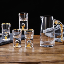 Creative gold foil crystal glass white wine cup dispenser set household transparent lead-free goblet wine cup