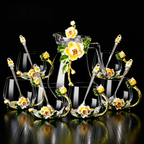 High-grade enamel water cup kettle set household crystal glass creative European tea cup coffee gift Cup