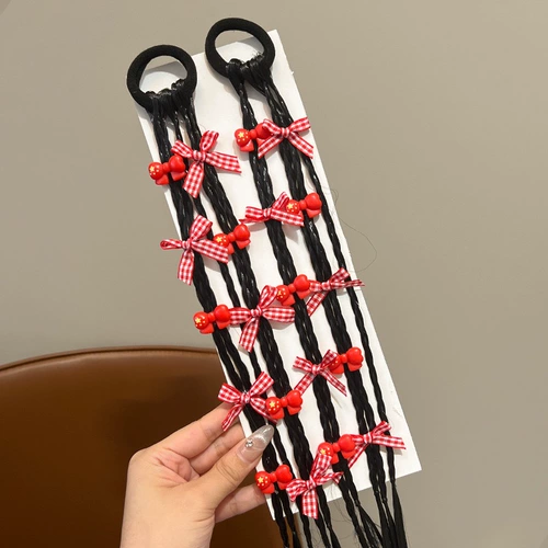 Детский парик, боксерский хвостик с косичкой, резинка, аксессуар для волос