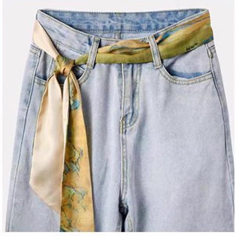 Cute Belt for Women, Decorative Summer Ribbon for Jeans, Thin Printed Scarf, Dress Knotting Waistband