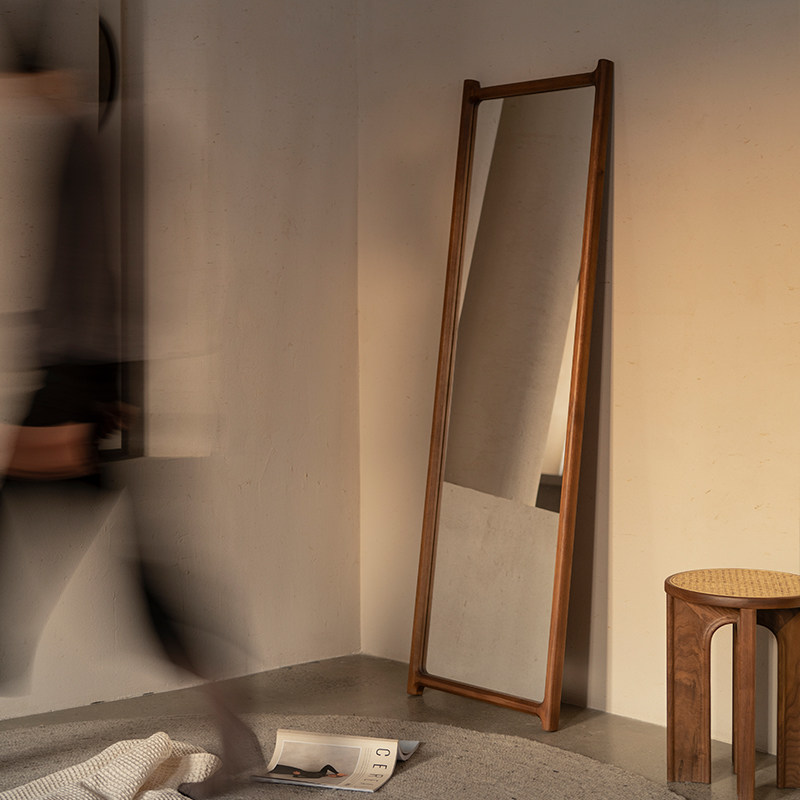 Mountain hidden creation south wind full-length mirror Nordic style furniture black hu cherry wood full-body floor-to-ceiling dressing mirror against the wall mirror