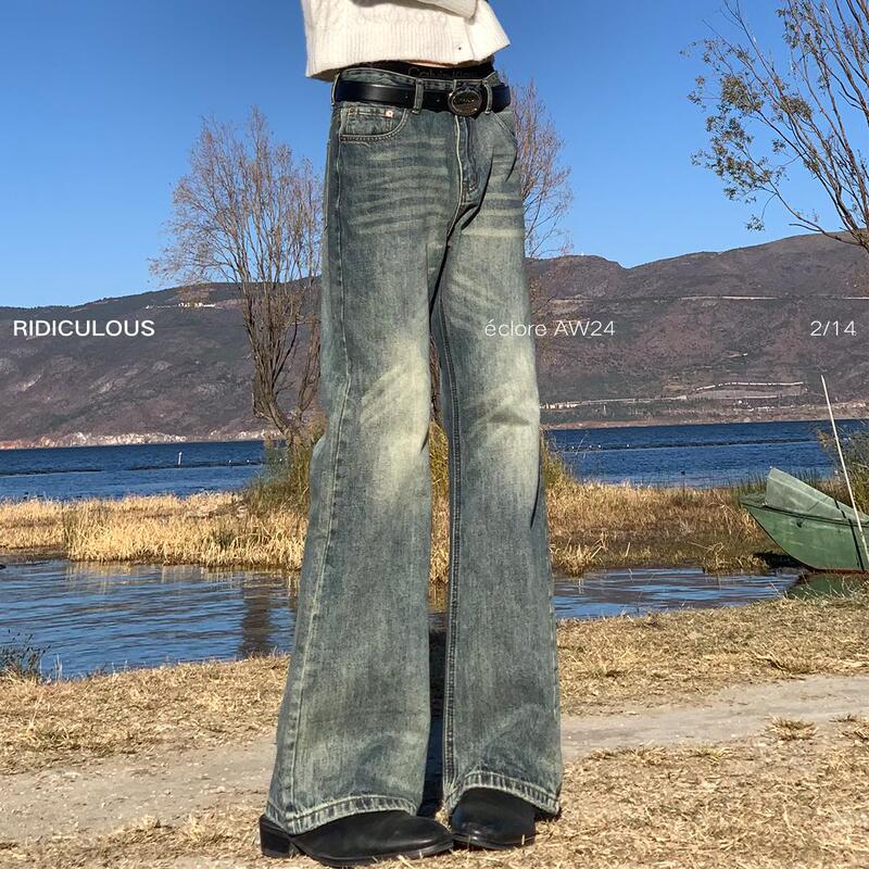 Ridiculous [Straight-Leg Method] American Retro Flared Jeans Wide-Leg Loose Trousers