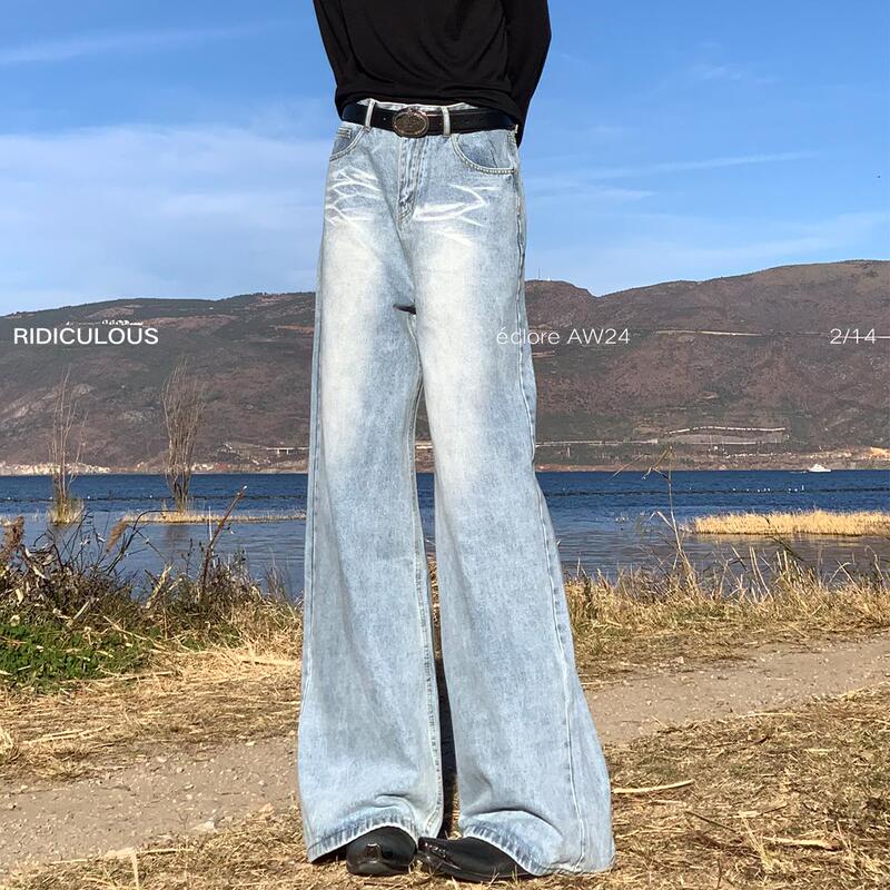 Ridiculous [Everyday Good Pants] Niche Retro Washed Straight-Leg Jeans Wide-Leg Pants