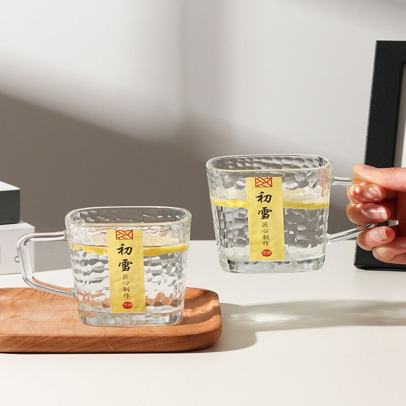 高颜值初雪锤纹水杯4只券后9.9元包邮