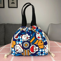 New original Japanese and Korean wind canvas drawstring lunch box bag Hand bag cute rice bag lunch bag handbag