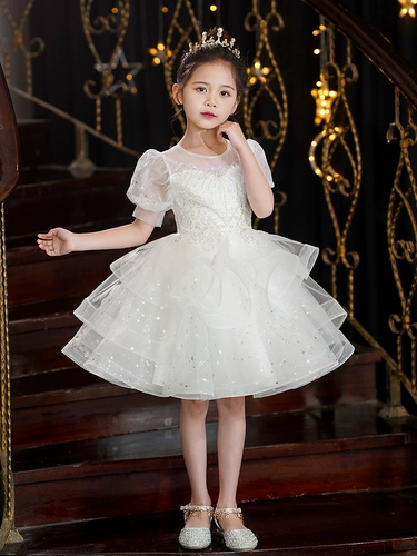 Детский наряд маленькой принцессы, белое платье девочки цветочницы, свадебное платье, пианино, костюм
