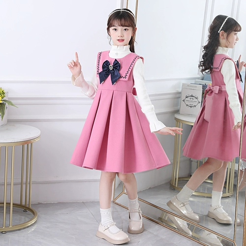 Зимний шерстяной костюм принцессы, наряд маленькой принцессы, детская юбка, пуховик, демисезонное платье, новая коллекция, в западном стиле