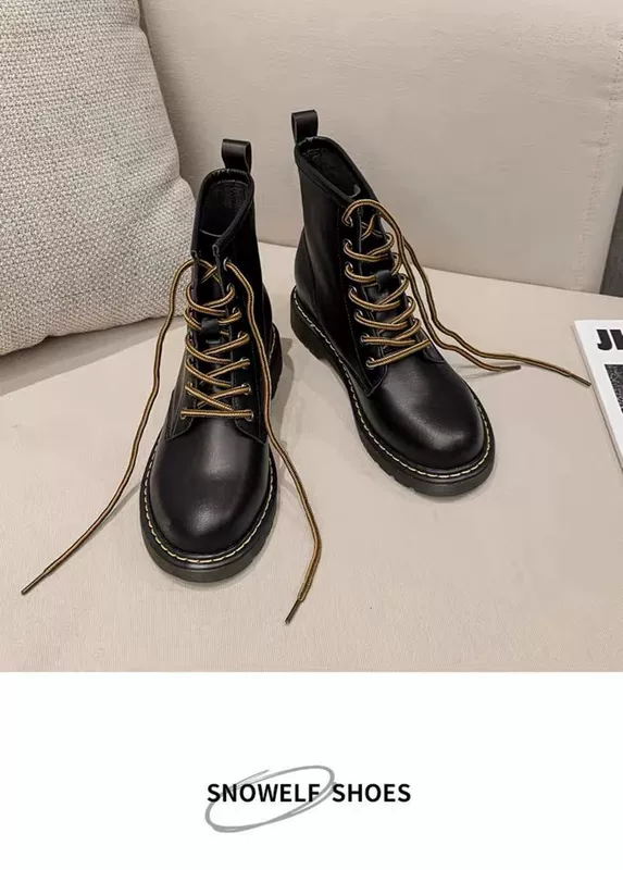 Martin boots nữ phong cách Anh mùa thu giày nữ mùa xuân và mùa thu cộng với nhung tăng chiều cao giày xe máy đế dày của trẻ em thủy triều trong ủng ngắn mát mẻ - Giày cao gót