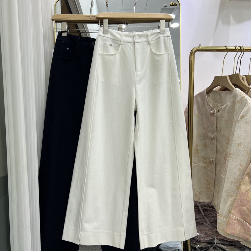 Boya Stan 72997 Spring New High-Waisted Slimming Versatile Straight-Leg Jeans for Women Loose Wide-Leg Long Pants