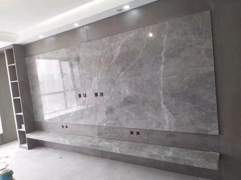 Natural grey marble background wall grey stone stone stone TV wall marble decorated wall