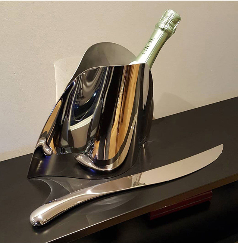 Оформление рабочего стола 客厅装饰摆件欧式不锈钢冰桶香槟红酒冰镇神器高端大气轻奢样板房