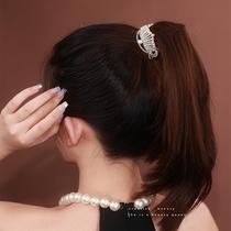 Rhinestone crown high ponytail grabber fixed artifact claw clip anti-sagging hairpin female summer high-end headwear hairpin