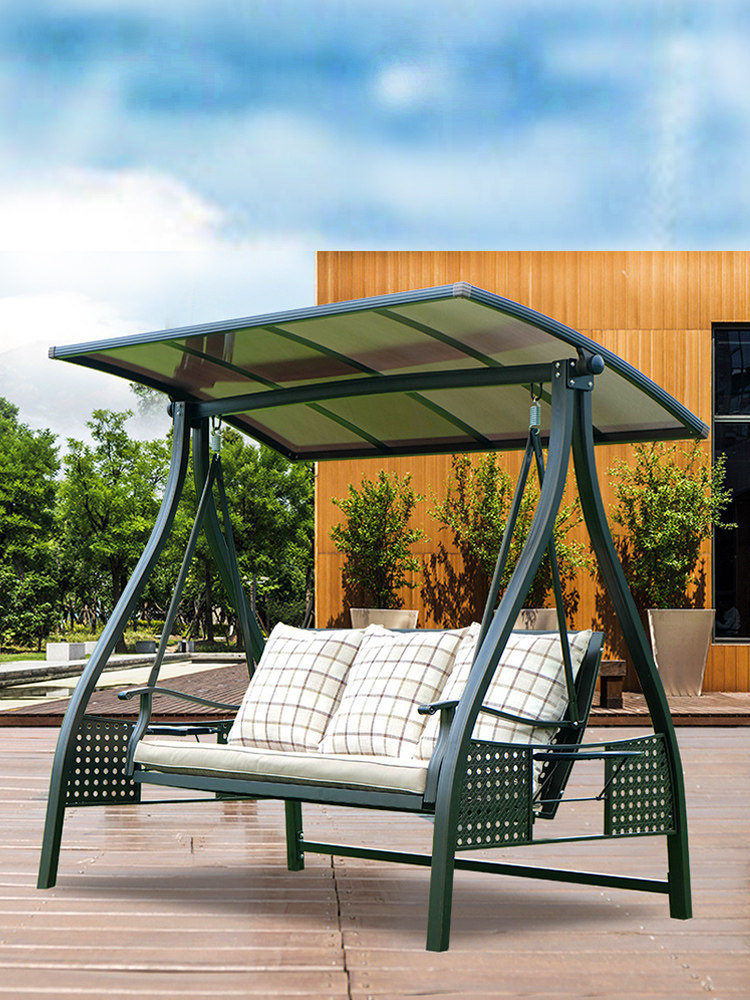 Outdoor Swing Set SWING CHAIR OUTDOOR VILLA COURTYARD DOUBLE ROCKING CHAIR ADULT SOLAR CAST ALUMINUM ALLOY BALCONY SLUT HOME