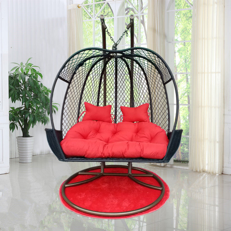 Hanging basket rattan chair big apple double net red home hanging chair outdoor balcony Cradle Chair Bedroom Vines choreography