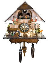 German Engstler AH 470 QMT cuckoo Black Forest house woodworking carving quartz clock wall clock