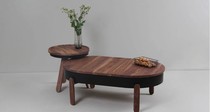 Overseas Imported Woodnet Woodendot Batea Table Black Walnut Wood Round Tea Table Multiple Sizes