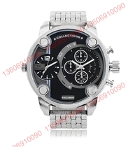 Territory TW-29448-SIL-BLK overseas imported male watch quartz double hour hand round watch