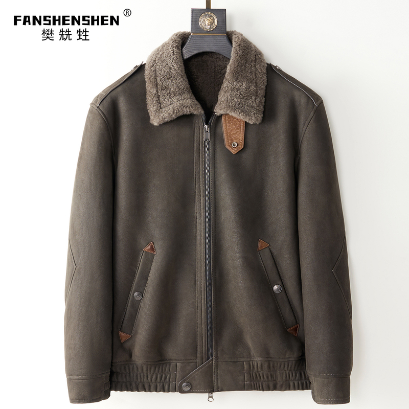 Imported Merino Shearling Men's Coat Winter Jacket Natural Lapel Warm Genuine Leather Jacket New Style Imported Merino Shearling Men's Coat Winter Jacket Natural Lapel Warm Genuine Leather Jacket New Style