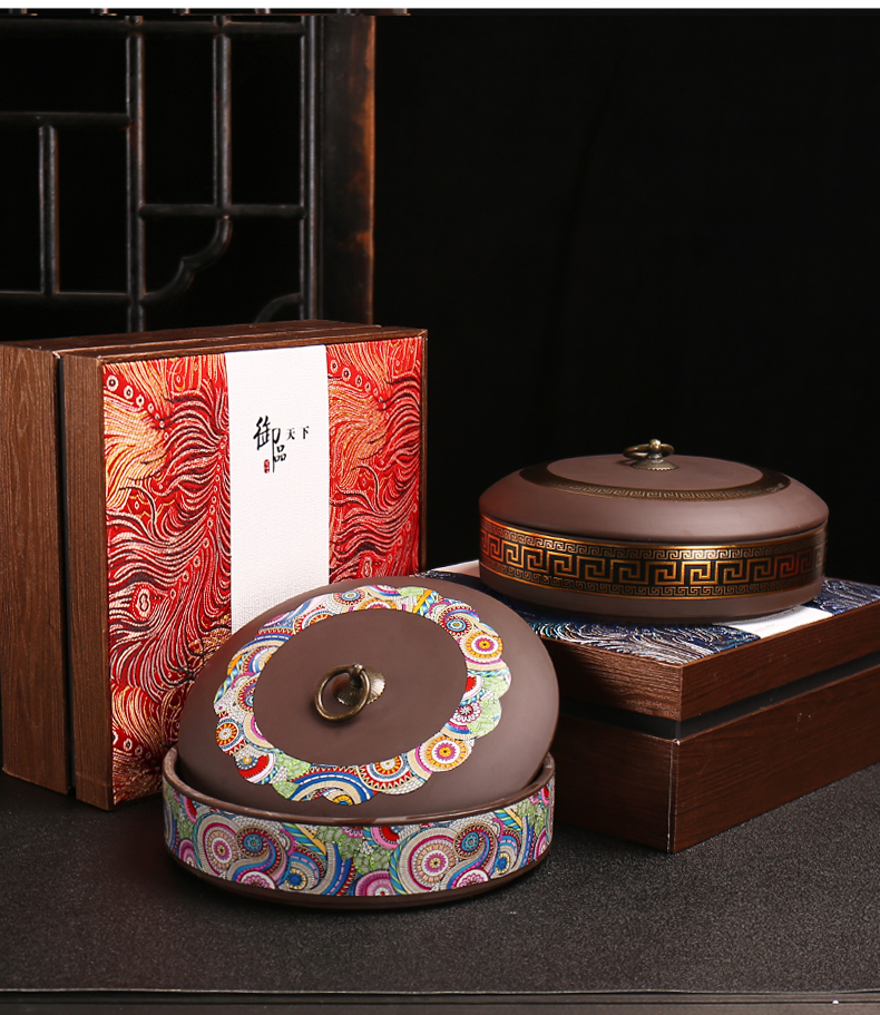 Pu 'er tea box packing box of high - grade empty box violet arenaceous caddy fixings ceramic grain tea cake tin box