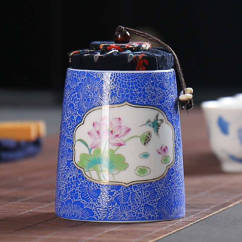 Portable small colored enamel caddy fixings ceramic large tea caddy fixings travel storage seal pot home tea pot