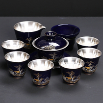 Ceramic gilt tea set 999 sterling silver kung fu tea set office tea cup tea maker home set