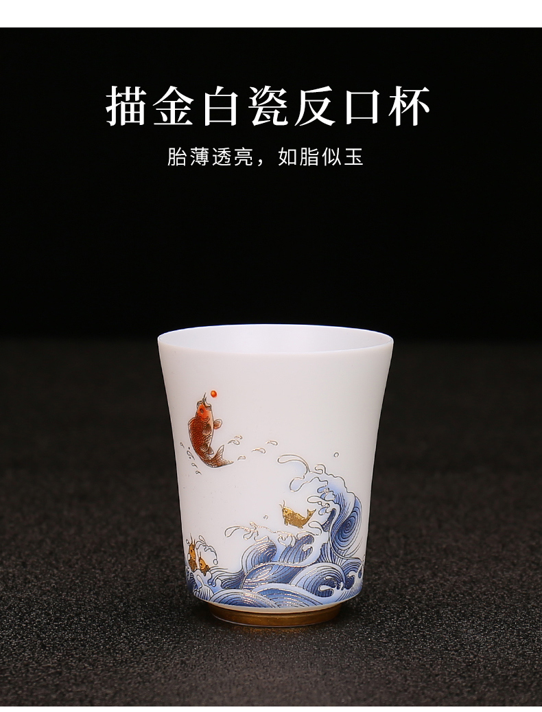 Manual suet jade porcelain tea cups white porcelain sample tea cup individual cup single CPU single master cup kung fu tea set